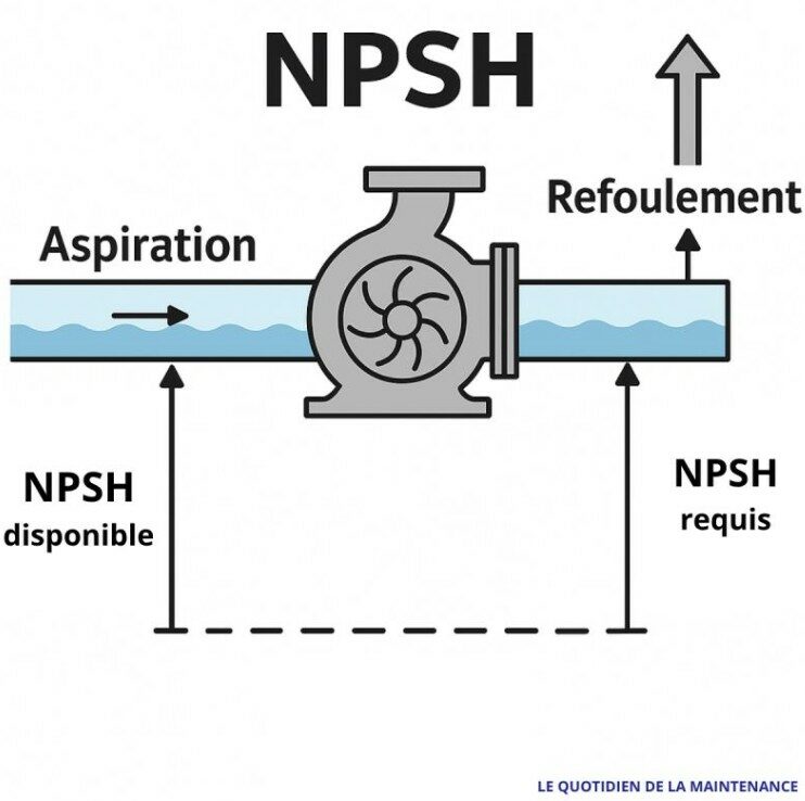 Différence entre NPSH disponible et NPSH requis